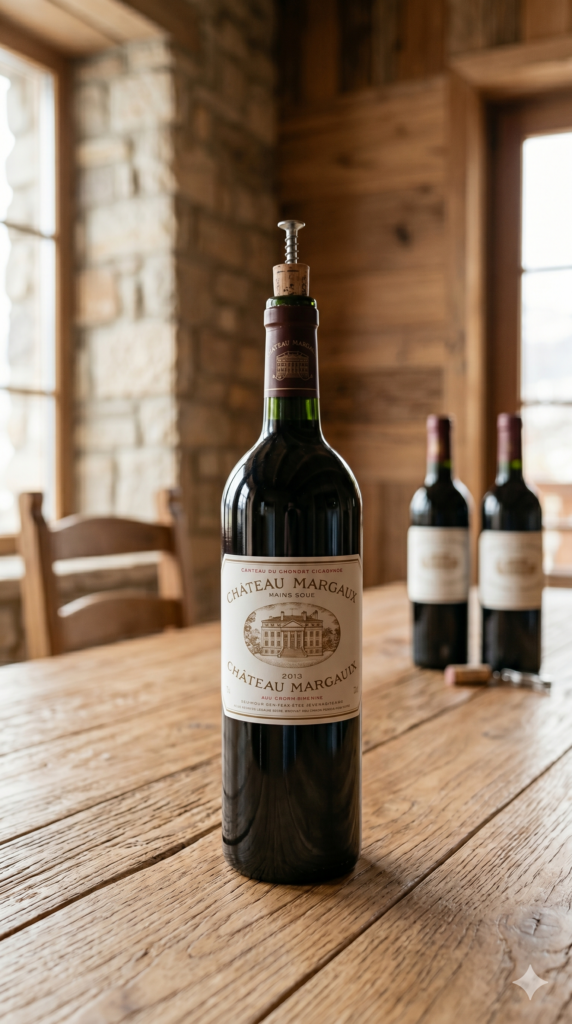 Bouteille de vin avec une vis plantée dans le bouchon
