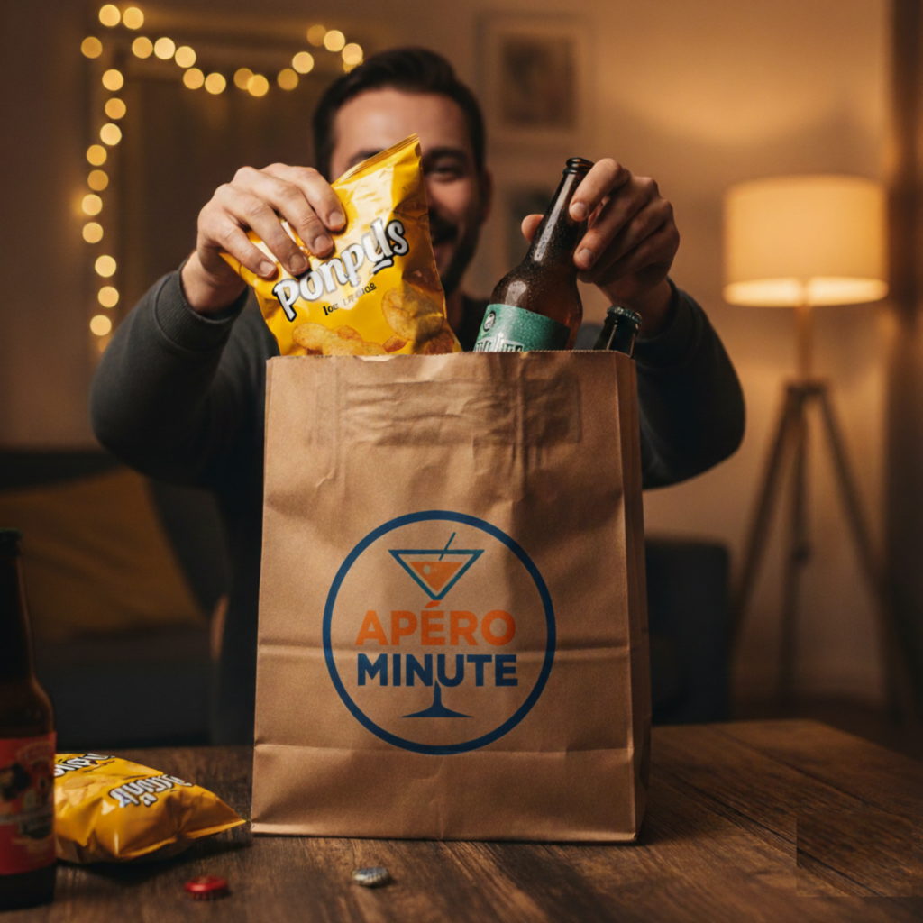 Commande Apéro Minute avec alcool, snacks, boissons soft