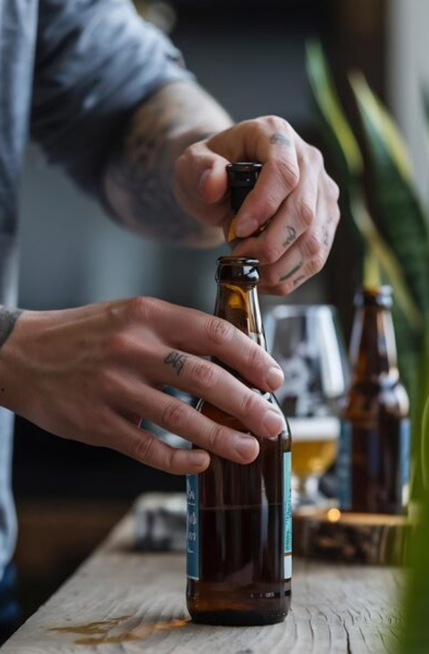 ouverture d'une bière avec un briquet